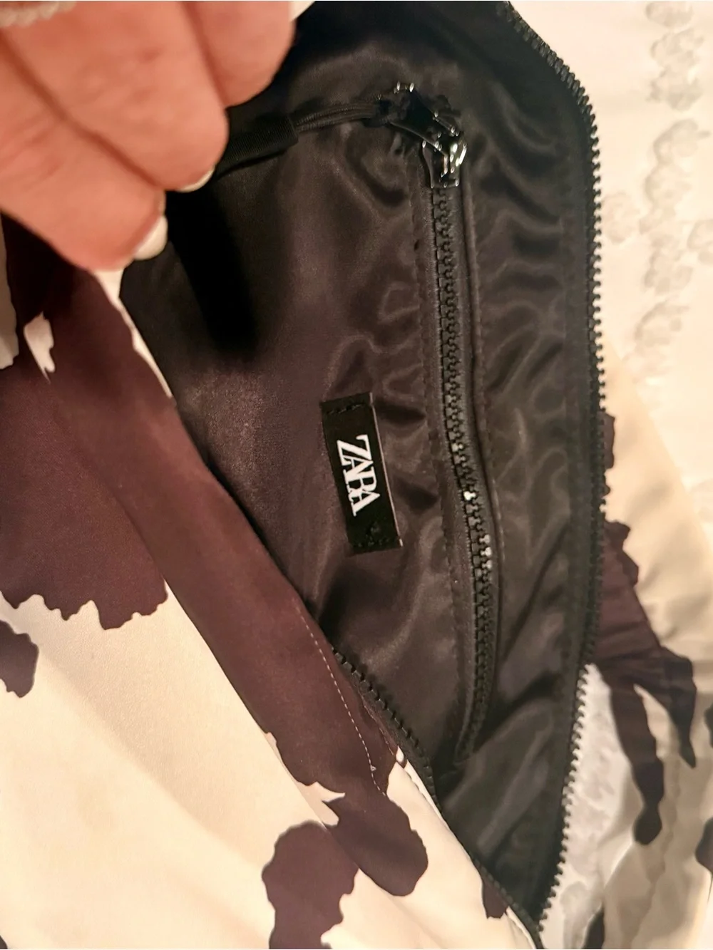 Zara - Cow Print Crossbody Shoulder Bag - Black & White